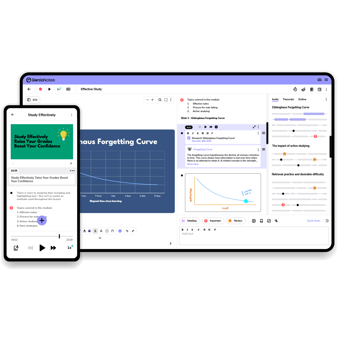 Genio for Students: Note Taking and Learning Tools